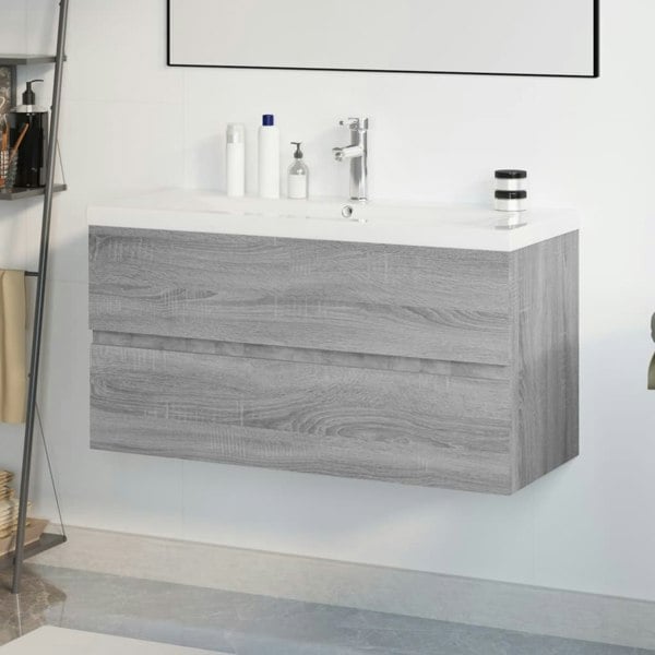 Berkfield Sink Cabinet with Built-in Basin Grey Sonoma Engineered Wood