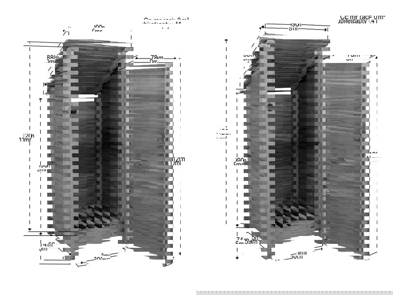 Arbor Garden Solutions Slatted Wooden Log Store with Door W-99cm, H-126cm or 180cm, D-88cm - Brown Finish