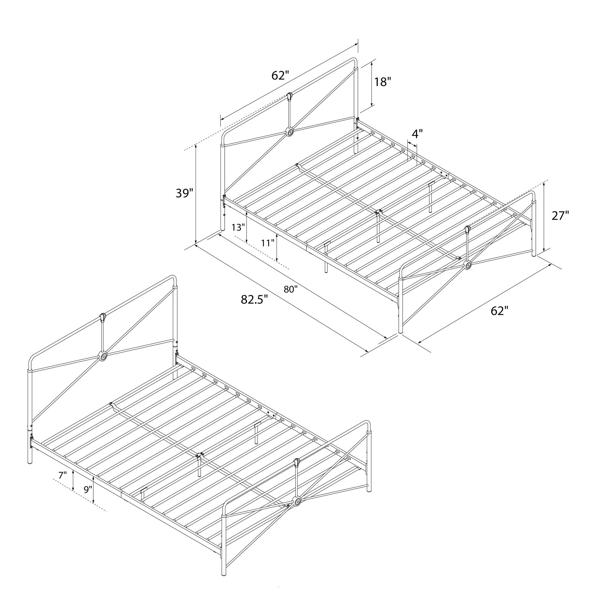 Dorel Home Leopold Metal Bed Black - King Size
