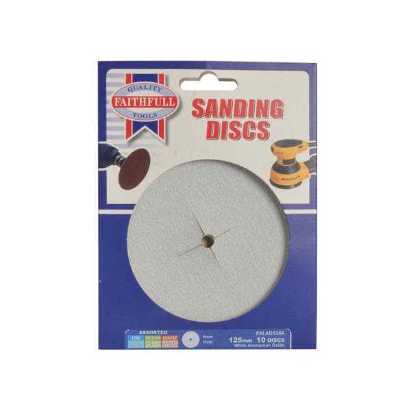 Faithfull Paper Sanding Discs 125mm - Multi Colour - 