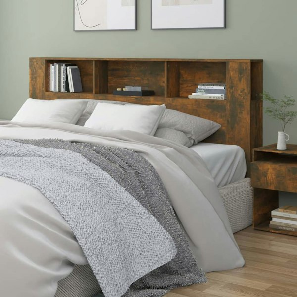 Berkfield Headboard Cabinet Smoked Oak 200x18.5x104.5 cm