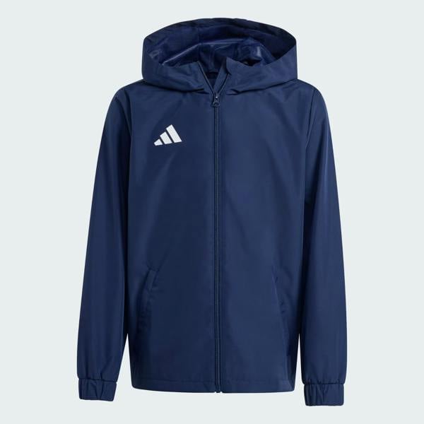 Adidas Junior Entrada 26 All Weather Rain Jacket Coat Navy JZ9103