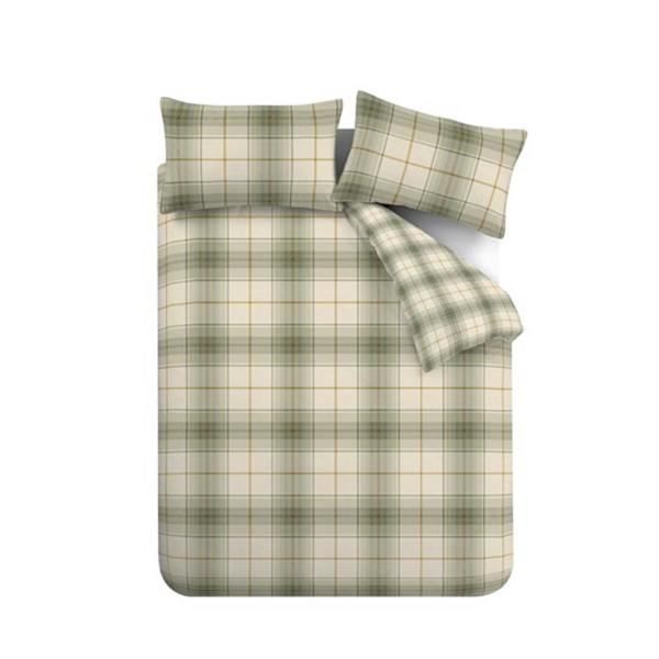 Catherine Lansfield Brushed Troon Check Duvet Cover Set Green
