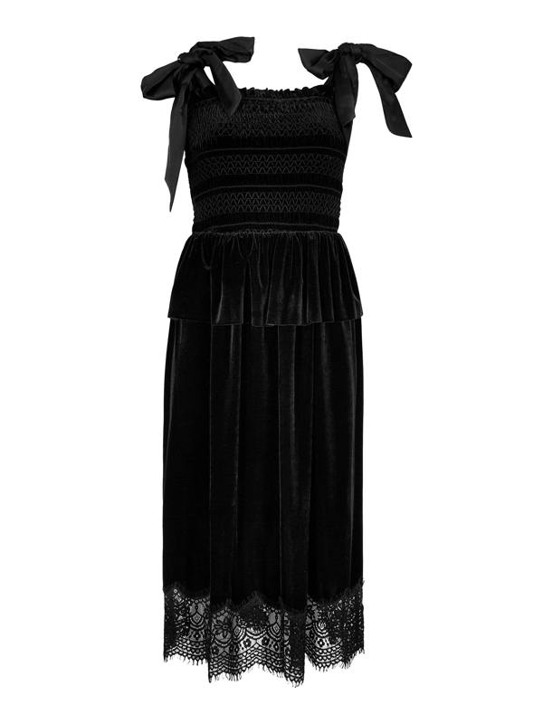 GWD Cece Black Velvet Midi Dress