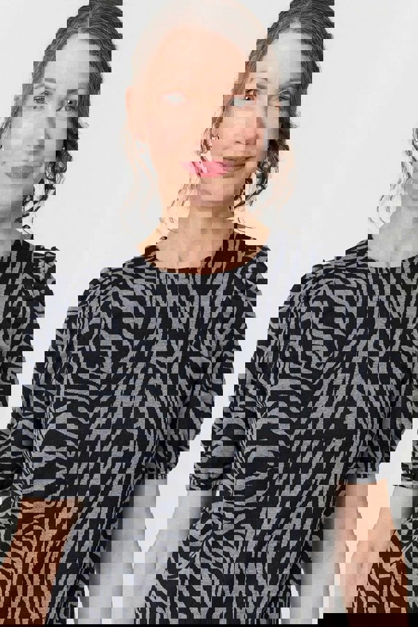 Grey | Animal Print Knee Length Shift Dress
