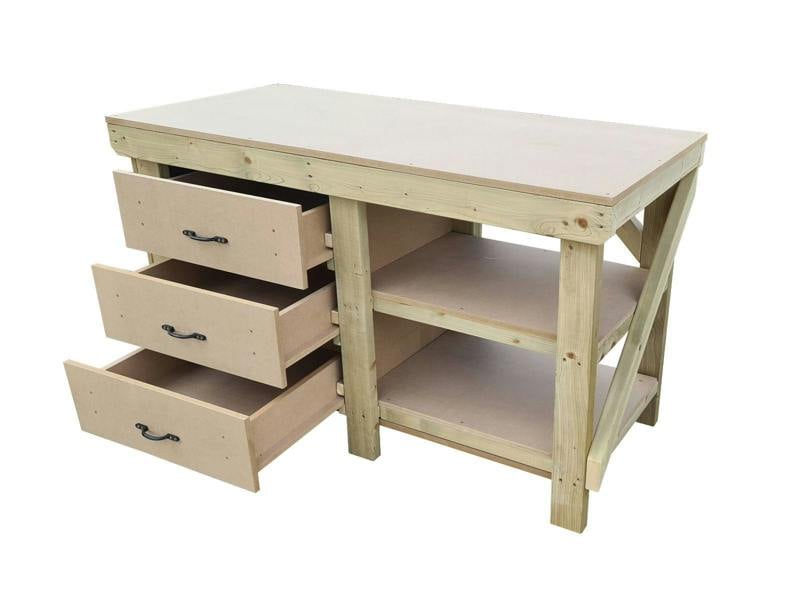 Arbor Garden Solutions Wooden MDF top tool cabinet workbench with storage shelf (V.7) with double shelf