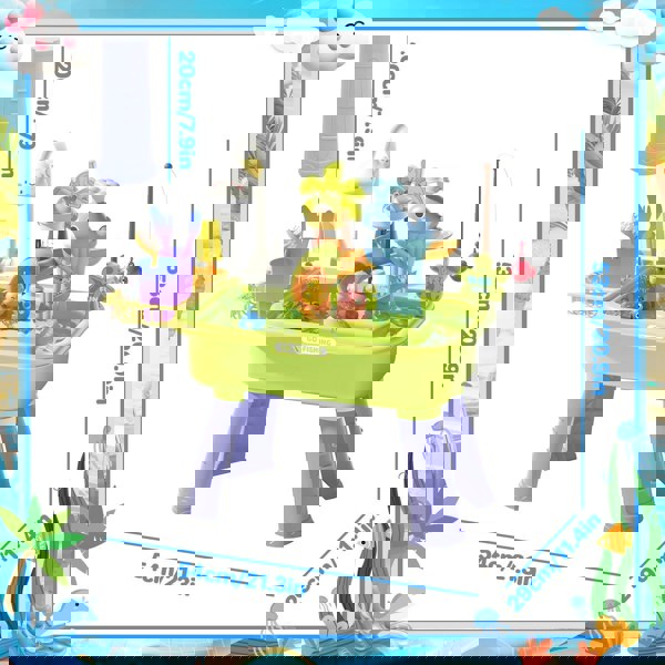 deAO Toys Beach Table & Simulation Kitchen Sink 2-in-1 Toy Set with Water Supply Function Simulation Dishwashing Set