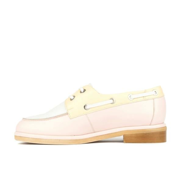 Embassy London Boatie - Yellow & Cream & Pink - Women's Leather Boat Shoe