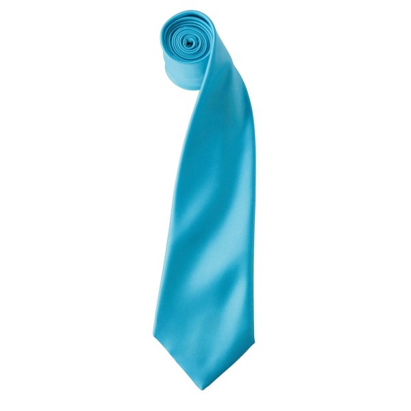 Premier Mens Plain Satin Tie (Narrow Blade) - Turquoise