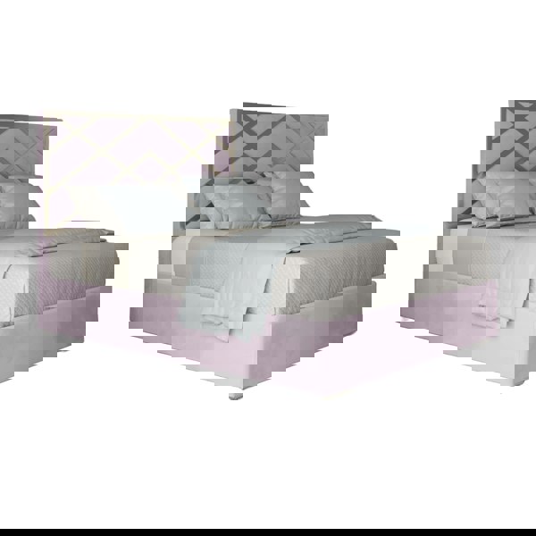 Casa Magna Mayfair Upholstered Soft Velvet Metal Bed Frame - Pink