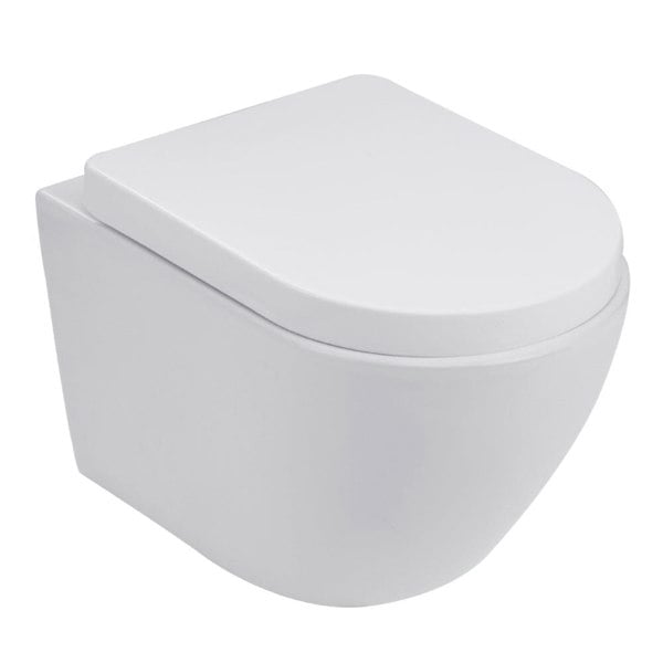 35cm W White Bathroom Wall Mounted Elongated Toilet Toilet Living and Home