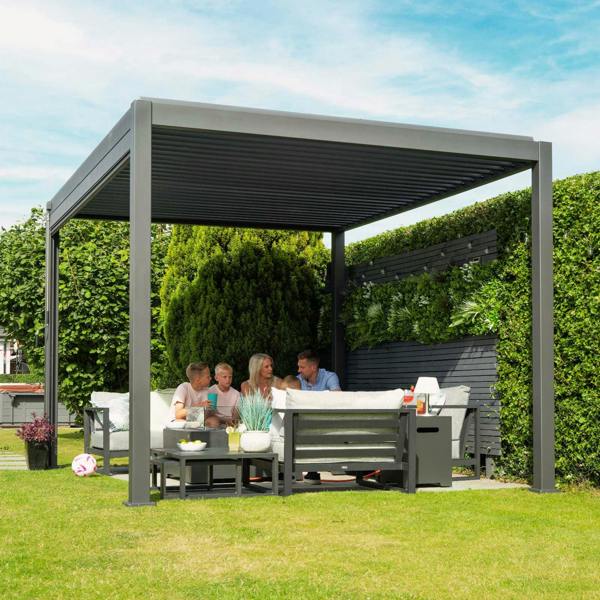 Ocean Designs Tivoli 3m x 3m Grey Frame Free Standing Pergola