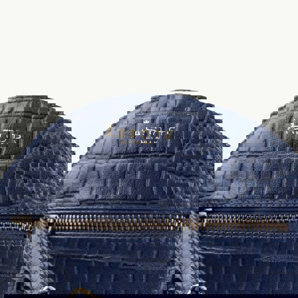 Assots London 'Jane' Navy Croc Leather Round Designer Crossbody Bag