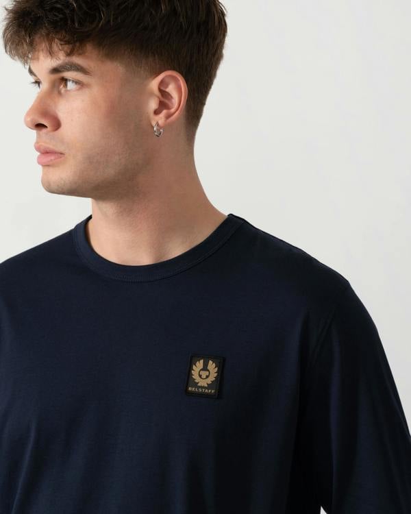 Belstaff Mens Long Sleeved Logo T-Shirt - Dark Ink logo