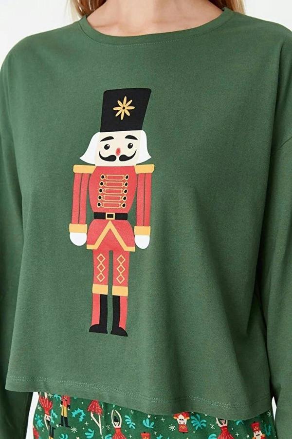 WOVCOR 2-Piece 100% Cotton Christmas Themed Knit Pajama Set