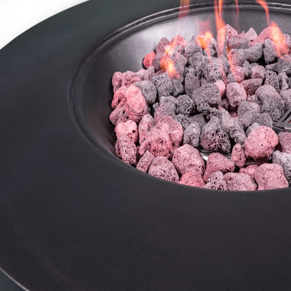 Homeology FUSION Light Black Lavish Garden & Patio Gas Fire Pit with Eco-Stone Finish - Fully Assembled
