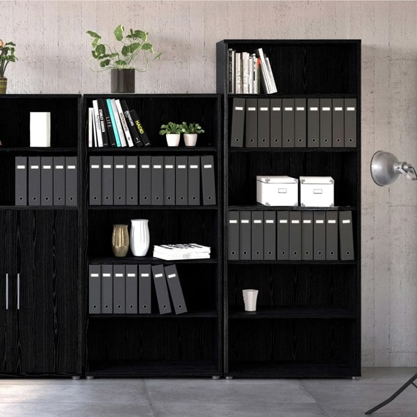 Furniture To Go Prima Bookcase 4 Shelves in Black Woodgrain