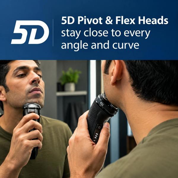 Philips Wet & Dry Electric Shaver Series 3000 with 5D Flex & Pivot heads, Travel Pouch and Pop-up trimmer– S3244/12