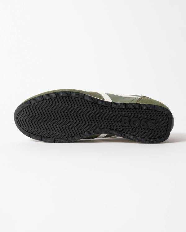 sole view of BOSS Orange Levon Runn pumi Mens Trainers in Dark Green 307