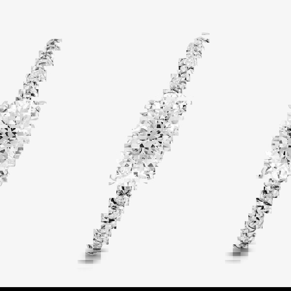 Starbright Silver Four Claw Round Cubic Zirconia Pavé Shouldered Ring R6285 3A