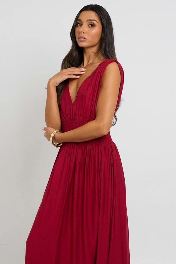 Urban Bliss Red Maxi Dress with Elasticated Waist