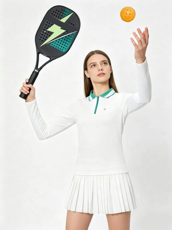 Anniou UPF 50+ Long-Sleeve Polo Pickleball Skirt Set
