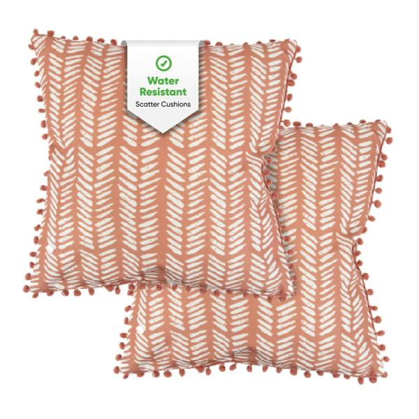 Gardenwize Pair of Outdoor Scatter Cushions – Terracotta Fern Design