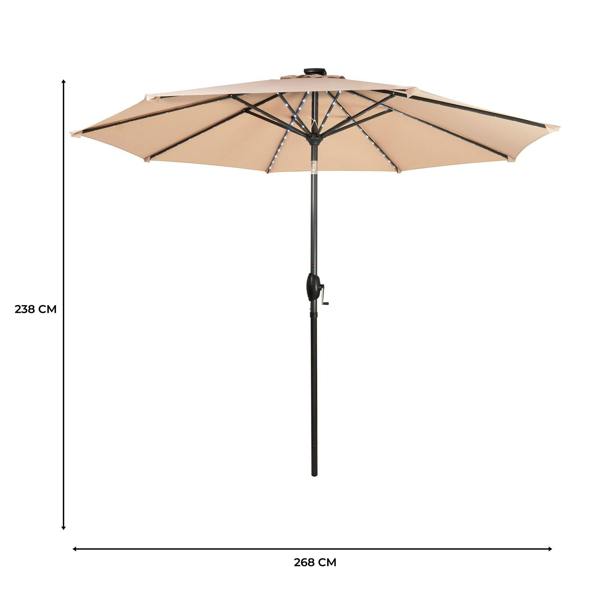 Jardi LED Tilt Parasol 2.7m – Beige