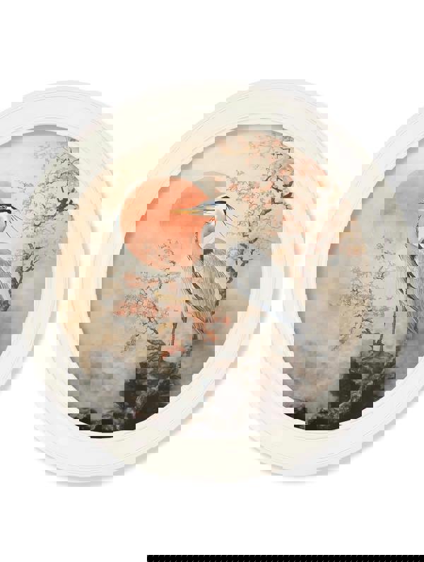 Exceptional Art Japanese Twin Herons - Oxford Strong White Round Frame