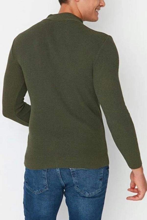 WOVCOR Half Turtleneck Ribbed Knit Men's Sweater