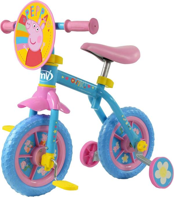 Peppa Pig 2 in 1 Kids Training Balance Bike - Blue/Pink