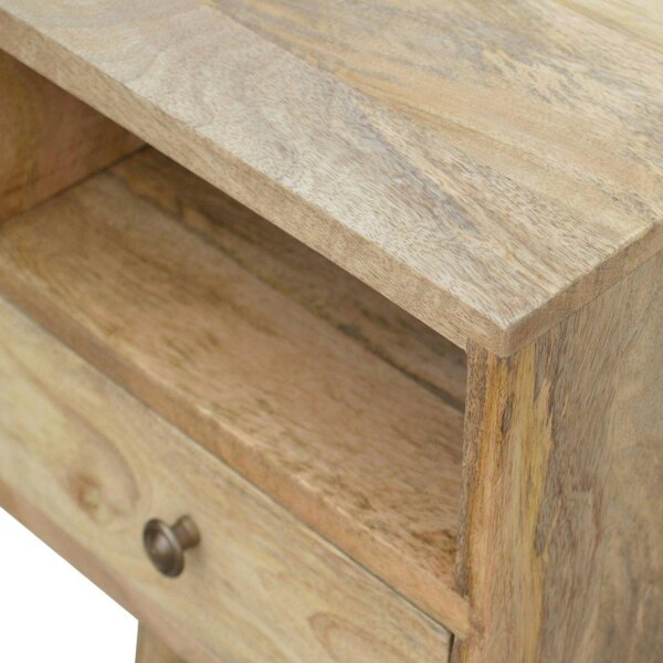 Wyld Haus Parma Mini Oak Mango Wood Bedside Table with Drawer and Open Shelf