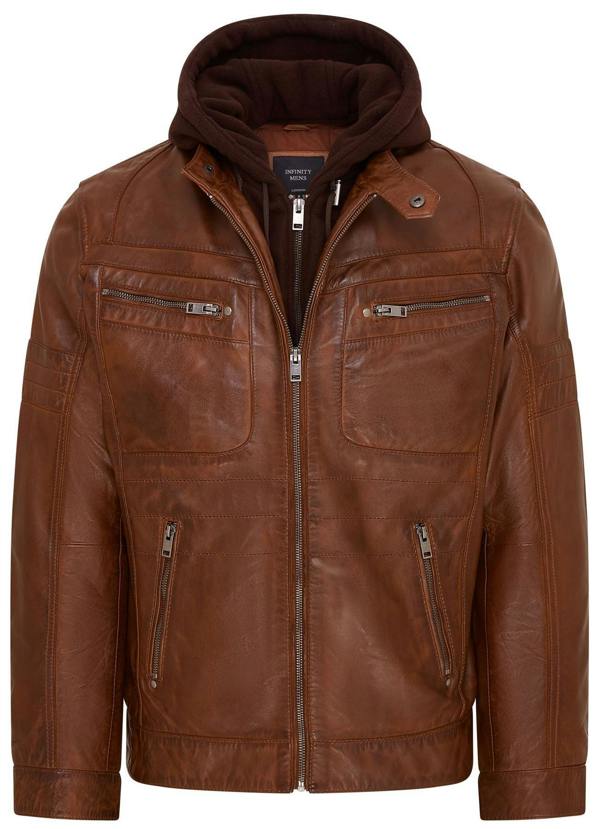 Infinity Leather Mens Hooded Leather Biker Jacket - Stavern