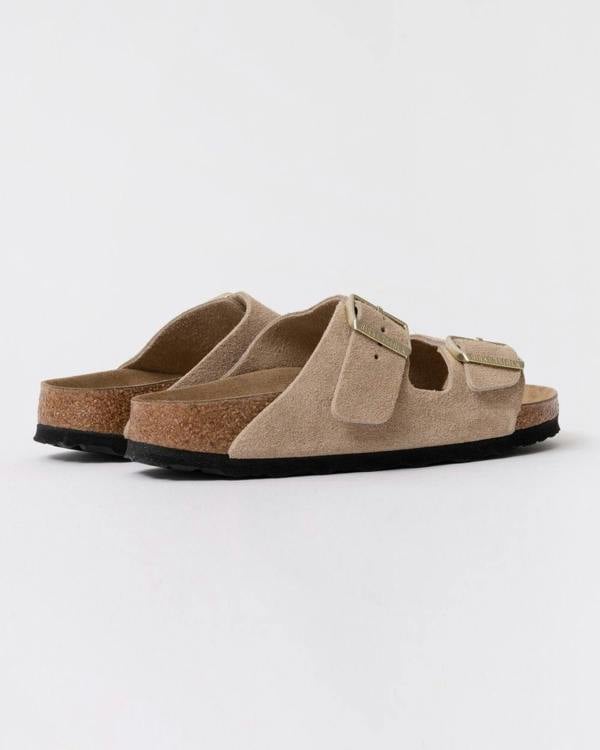 Birkenstock Arizona Suede Leather Womens Sandals - Sandcastle - CHO - Designer Womens Sandals