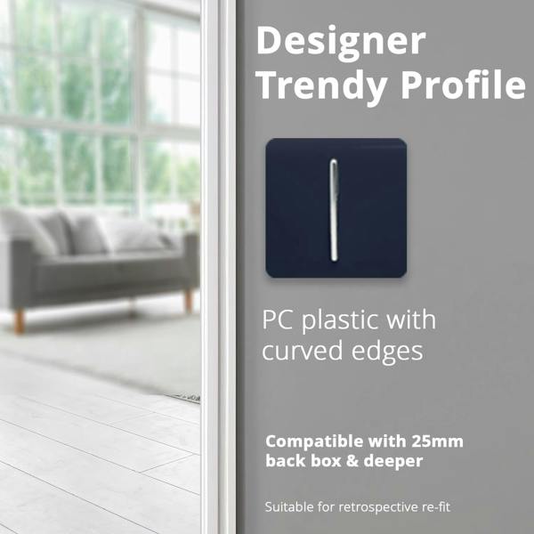Trendi Switch 1 Gang 1 or 2 way Rocker Light Switch in Navy Blue