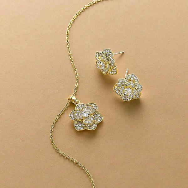 Pia Smell the Roses Gold-Tone Cubic Zirconia Studs