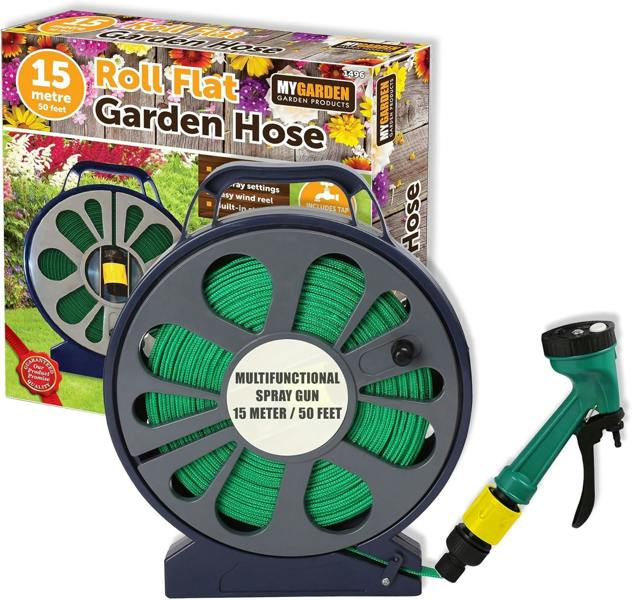 My Garden Outdoor Living My Garden Expandable Garden Hose Pipe 50ft/15m - Flexible Expanding Hose with 7-Mode Spray Gun, Tap Connector & Wind Reel