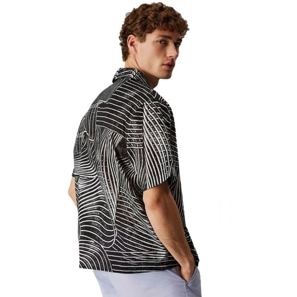 Calvin Klein All Over Printed Beach Shirt Palm Leaves Aop