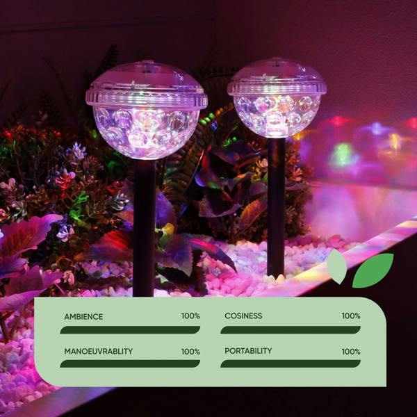 Gardenwize Pack of 2 Solar Disco Stake LED Lights – Colour Changing Garden Lights
