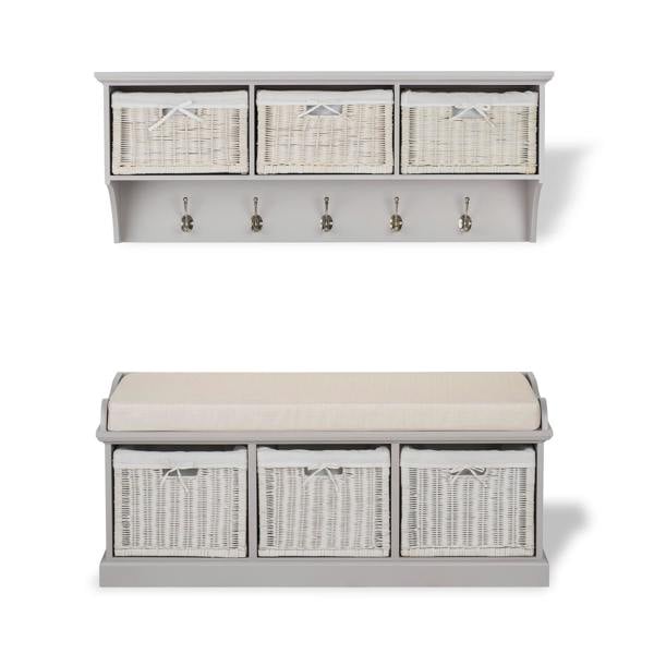 Statement Furniture Tetbury Large Hallway Set with Storage Baskets and Cushion Seat