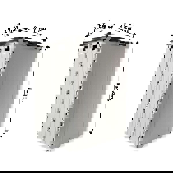 An infographic illustrating the unfolded dimensions of the OLPRO 30L Foldable Dustbin, which is 38cm tall, 31.5cm wide, and 27.5cm deep, and only 5.5cm deep when folded, confirms that it indeed has a 30L capacity.
