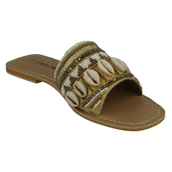Leather Collection Ladies Leather Collection Beaded Mules F00311