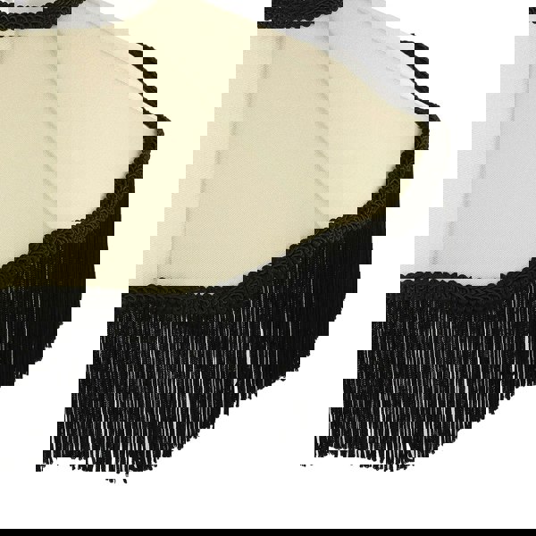 Chic Victorian Pendant Lamp Shade in Cream Faux Silk with Black Trims Image 4