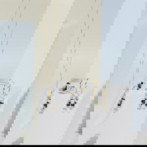 Gemondo Classic Oval Sapphire & Round Diamond Pendant Necklace In 9ct Yellow Gold