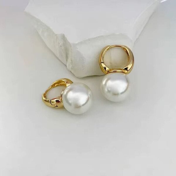 The Colourful Aura Gold Hoop Pearl Drop Earrings