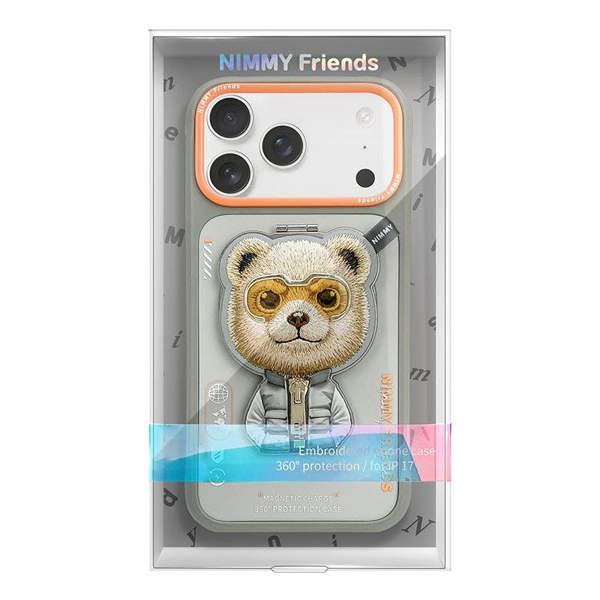 Nimmy Friends Nimmy Cool & Cute 2.0 Bear Case with MagSafe Stand for iPhone 17 Pro 6.3" Grey Orange - N-YJKM-CXZJZH-IP17-PRO-011-A