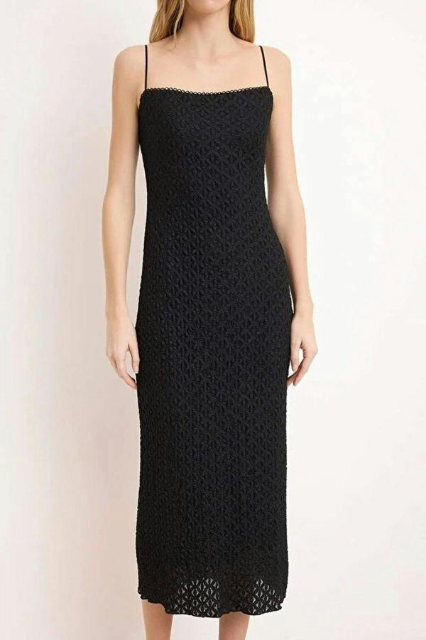 Lace Bodycon Strappy Midi Dress