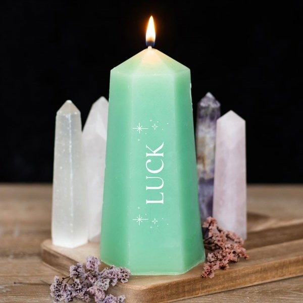 Serano Luck Crystal Candle with Rough Green Aventurine