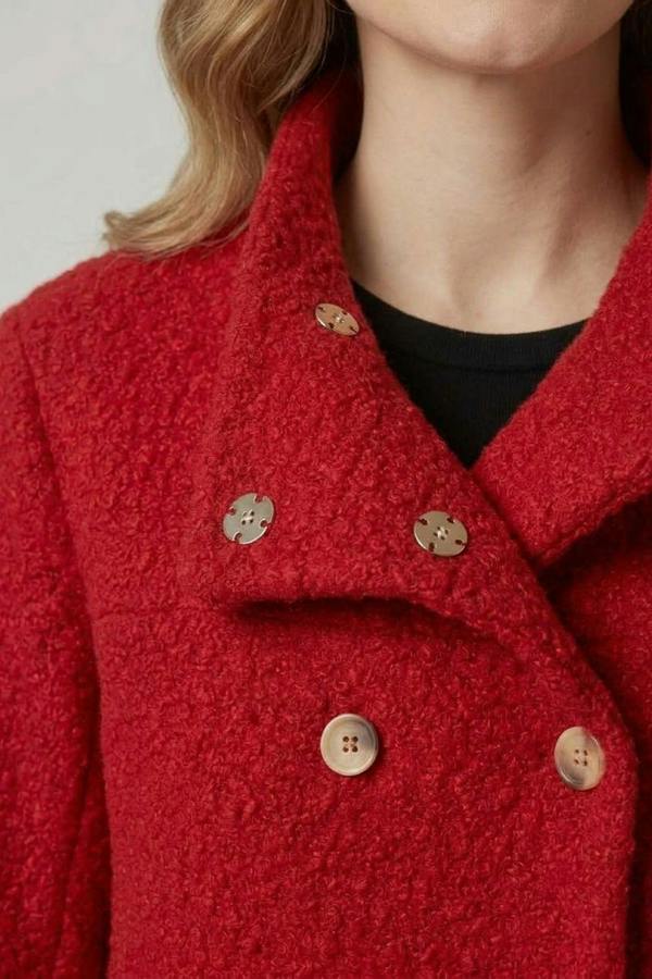 Red | Double Breasted Teddy Coat