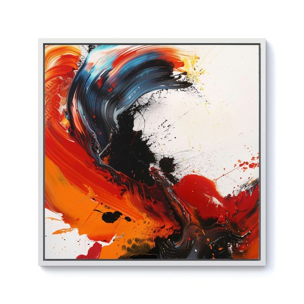 Warren Reed Fiery Waves: Abstract Motion Framed Canvas